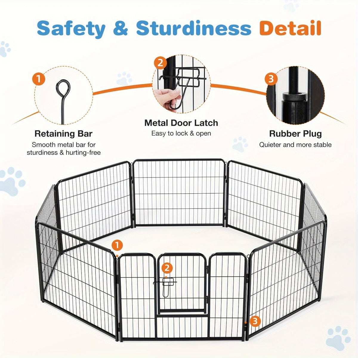 Parc pour chien 8 ou 16 panneaux, enclos d'exercice pour animaux de 61/81/102 cm de hauteur – Clôture pliable pour intérieur et extérieur pour chiens de grande, moyenne et petite taille et chiots