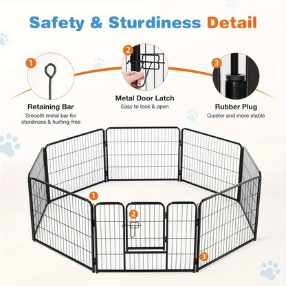 Parc pour chien 8 ou 16 panneaux, enclos d'exercice pour animaux de 61/81/102 cm de hauteur – Clôture pliable pour intérieur et extérieur pour chiens de grande, moyenne et petite taille et chiots