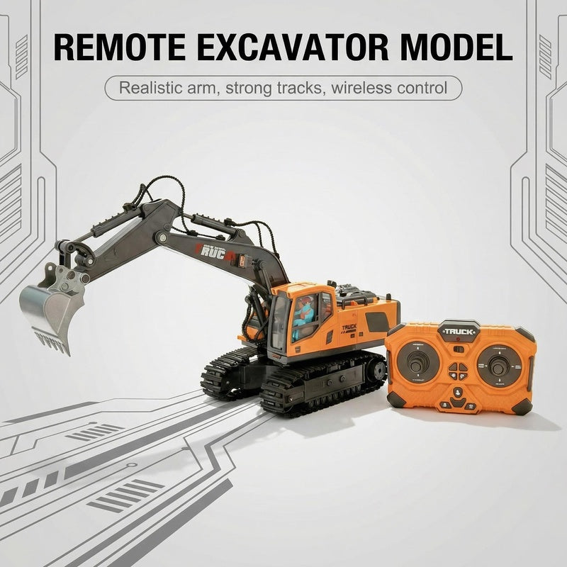 Remote Control Excavator Toy Set with Metal Shovel LED Lights 1200mAh Battery RC Construction Truck Bulldozer Dump Truck Loader Combo for Boys Ages 6 and Up Birthday Christmas Gift