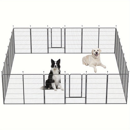 Parc pour chien extérieur, 8 panneaux, 32 pouces, finition martelée – Enclos de jardin pré-assemblé pour chiens de petite à moyenne taille, barrière de jardin, enclos extensible pour animaux