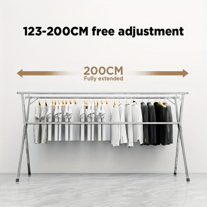 Séchoir à linge en acier inoxydable, 160 cm et 200 cm, rétractable, pliable et robuste, étendoir à linge intérieur/extérieur repliable avec longueur réglable pour balcon, chambre et buanderie