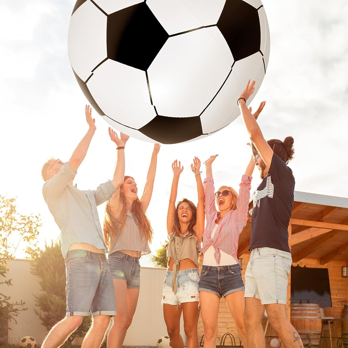 Ballon de football gonflable géant de 102 cm - Jouet d'extérieur extra large pour fêtes à la piscine, jeux de jardin, plage et aire de jeux, ballon de décoration de fête réutilisable pour enfants et adultes