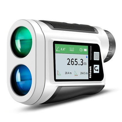 Télémètre laser Nohawk 1000 yards avec écran couleur latéral, rechargeable par USB, synthèse vocale en anglais, compensation de pente, alertes par vibration, 9 modes, unités M/Yard/Ft pour golf, chasse, disc golf, noir/blanc