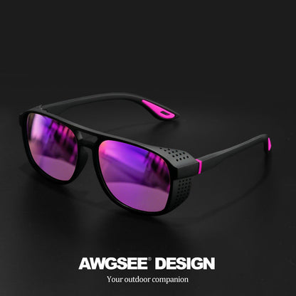 Lunettes de soleil sport polarisées Steampunk pour hommes et femmes – Verres HD UV400 pour le cyclisme, la course, la pêche et la conduite, monture durable avec découpes latérales, lunettes de sport en plein air
