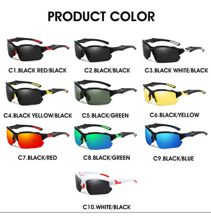 Lunettes de soleil sport polarisées demi-monture pour hommes, protection UV400, lunettes légères pour le ski, la conduite, la course, la pêche et les activités en plein air, lot de 3 ou lot de 10