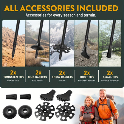 Lot de 2 bâtons de marche pliables, ultra-légers en alliage d'aluminium 7075, bâtons de randonnée télescopiques avec poignées ergonomiques antidérapantes, dragonnes et hauteur réglable pour hommes et femmes, idéal pour le trekking et la randonnée.