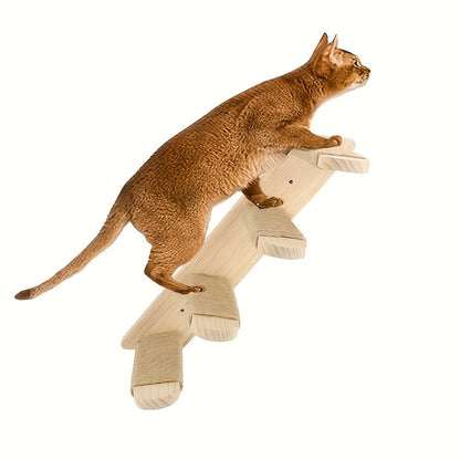 Arbre à chat mural en bois avec échelle en corde de sisal, mobilier d'intérieur pour chat, étagère d'escalade gain de place, centre d'activités pour chats d'intérieur
