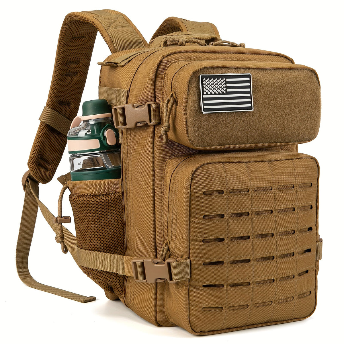 Sac à dos tactique MOLLE 25L pour ordinateur portable pour hommes et femmes – Sac militaire d'urgence, sac de randonnée avec double porte-gobelets, 9 couleurs, sac pour le bureau et les voyages en plein air