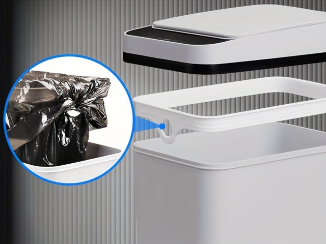 Lot de 2 poubelles automatiques sans contact – Poubelle à détecteur de mouvement avec couvercle, 10,5 litres, poubelle intelligente et fine pour salle de bain, chambre, bureau et salon
