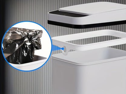 Lot de 2 poubelles automatiques sans contact – Poubelle à détecteur de mouvement avec couvercle de 15 L et 10,5 L, poubelle intelligente et fine pour salle de bain, chambre, bureau, cuisine, salon
