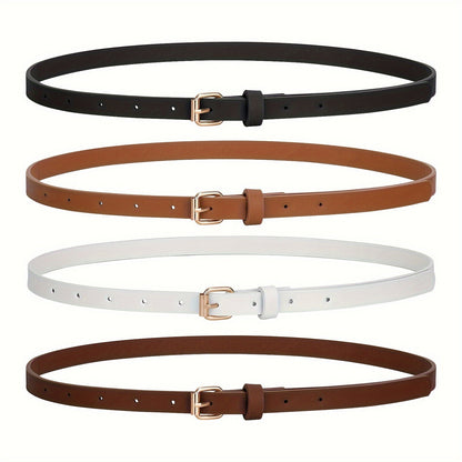 Ceinture fine pour femme en cuir synthétique, 4 styles, tailles S à 1XL, ceinture mode skinny pour robes, jeans, jupes, tenues décontractées et élégantes – Styles A B C D