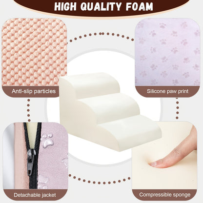 Escalier pour chien en mousse à mémoire de forme, 2, 3 ou 4 marches avec base antidérapante et housse lavable – Marches de soutien pour canapé et lit, idéal pour chiens âgés et chiots, plusieurs couleurs disponibles