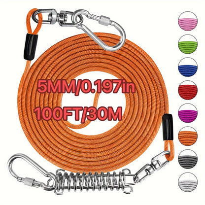 Laisse pour chien ultra-résistante de 1,8, 3, 4,5, 9, 15, 23 ou 30 mètres, câble d'attache d'entraînement pour grands chiens jusqu'à 225 kg, corde de course durable et résistante aux morsures pour le jardin