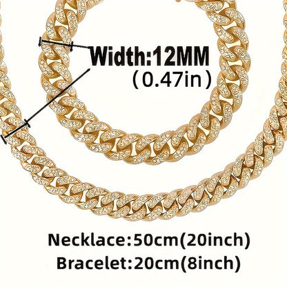 Men's Rhinestone Quartz Watch Necklace Bracelet Gift Set 3 or 4 Piece – Cross Necklace Jewelry Set for Men Football Fan Gear Birthday Holiday Gift Silver Gold
