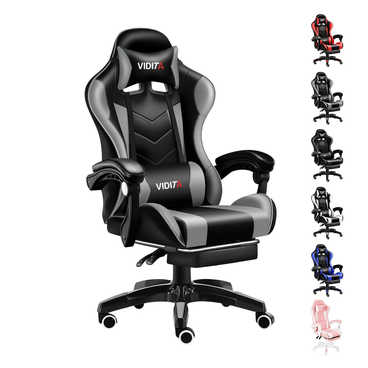 Chaise de bureau gaming ergonomique style course avec soutien lombaire, dossier haut réglable pour adultes et adolescents, fauteuil inclinable pour ordinateur PC