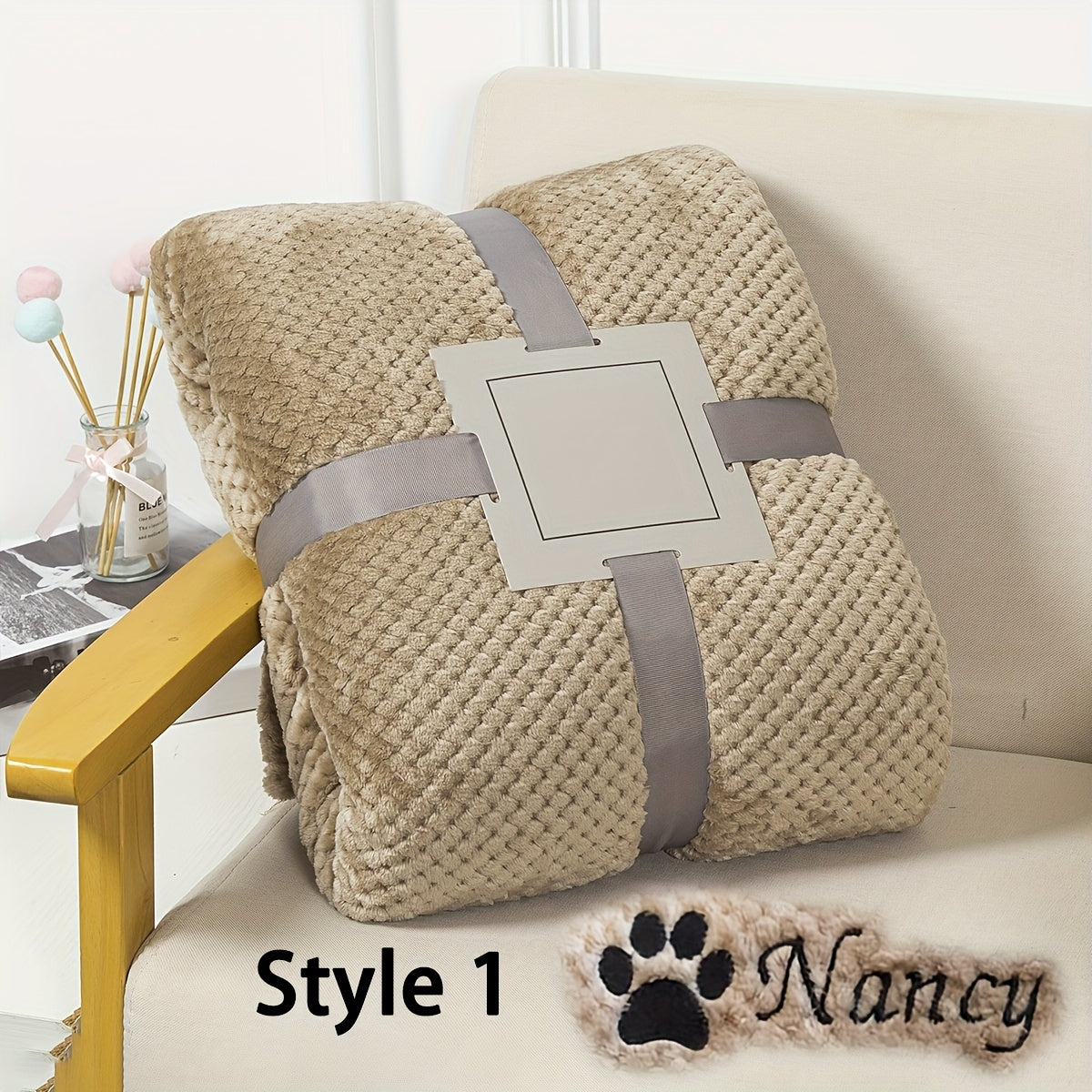 Couverture pour animaux de compagnie brodée personnalisée – Plaid personnalisé avec nom ou initiales, couverture douillette et douce pour petits chiens et chats, cadeau de décoration chaleureux pour panier d'animal
