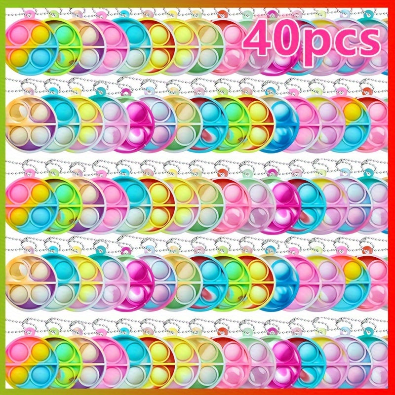 Lot de 40 mini jouets sensoriels pop bubble - Jouet anti-stress à pousser pour enfants, couleurs assorties aléatoires, cadeaux pour boîte à prix de classe, remplissage de sacs surprises pour anniversaires, jouet pour soulager l'anxiété