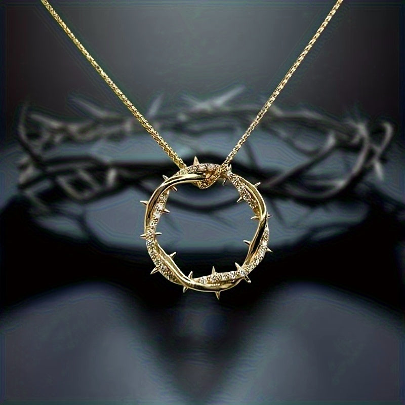 Pendentif bague « épine » en argent sterling 925 avec moissanite de 1 carat – Collier à breloque en pierre précieuse étincelante style vintage pour le quotidien et les fêtes, boîte-cadeau incluse, parfait pour la Saint-Valentin et les fêtes
