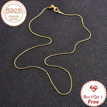 Collier chaîne serpent en argent sterling 925 plaqué or 24 carats 1 mm – Collier superposable fait main avec coffret cadeau pour femme et homme, parfait pour la Saint-Valentin, la fête des mères, Noël et les anniversaires