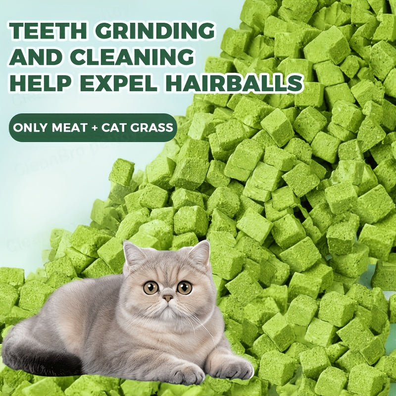 Comprimés lyophilisés d'herbe à chat pour le contrôle des boules de poils – Bâtonnets et granulés naturels à la menthe pour le soin des dents, friandises pour chat au poulet pour la santé dentaire et l'élimination des poils