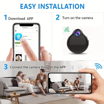 Mini caméra corporelle WiFi – Micro caméra portable avec détection de mouvement, enregistrement vidéo et audio, webcam de surveillance pour la sécurité domestique, batterie intégrée, surveillance à distance sans fil