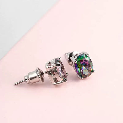 Boucles d'oreilles en opale noire, argent sterling S925, véritables opales noires incrustées, pierre de naissance d'octobre, clous d'oreilles pour femmes - Bijoux élégants pour le quotidien ou les vacances, cadeau d'anniversaire ou de Noël pour elle