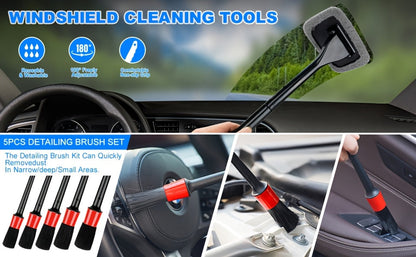 Car Wash Detailing Kit 19 or 41 Piece with Handheld Vacuum Collapsible Bucket Windshield Tool Tire Brush Snow Shovel Cleaning Gel Complete Car Care Set Yellow Pink