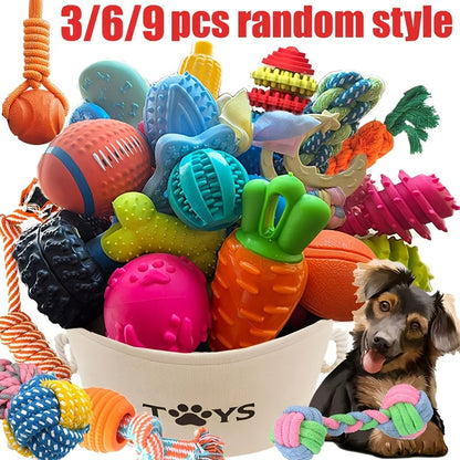 Lot de jouets à mâcher pour chien 3/6/9 pièces - Ensemble de jouets dentaires pour chiots en période de dentition, jouets corde à nœuds anti-ennui pour petits chiens, coffret cadeau assorti style aléatoire