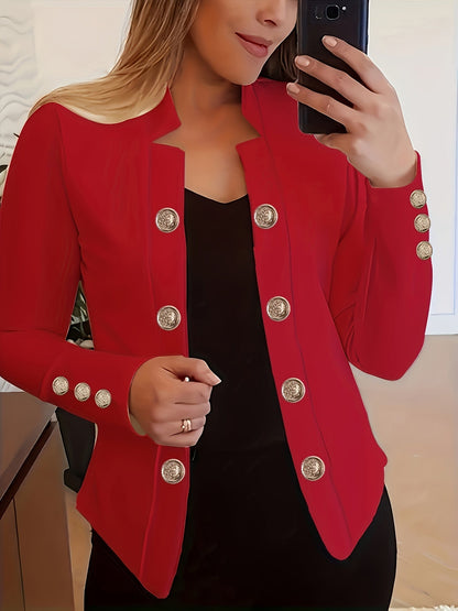 Veste cardigan femme à double boutonnage – Blazer à manches longues à revers, couleur unie, pour le printemps, l'automne et toutes les saisons