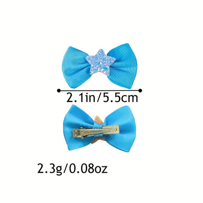 Dog Bow Hair Clips 24pcs Assorted – Cute Glitter Heart & Star Grooming Hair Accessories for Small Dogs & Puppies, Mixed Color Random Styles Pet Hair Bows