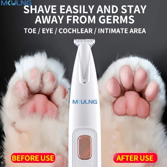 Tondeuse pour poils d'animaux rechargeable par USB sans fil, kit de toilettage silencieux pour chiens et chats, rasoir électrique avec ciseaux et peigne, outil de toilettage pour chiens et chats, blanc