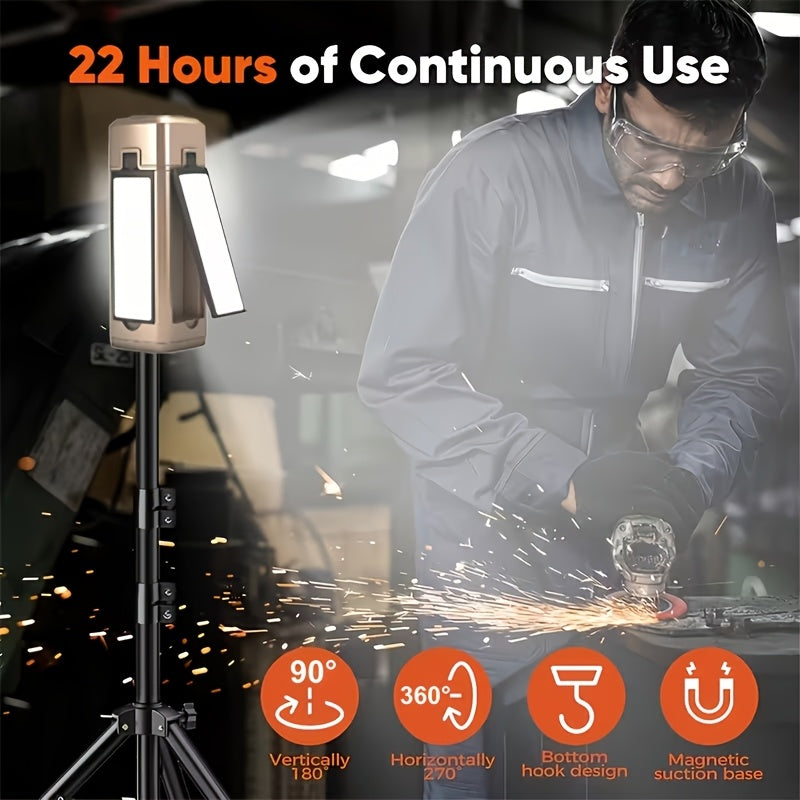 Lampe de travail LED magnétique extensible et rechargeable – 7 modes d'éclairage, lampe d'inspection pliable et orientable à 360° pour la réparation automobile, les machines, le camping, la randonnée, la pêche et les urgences