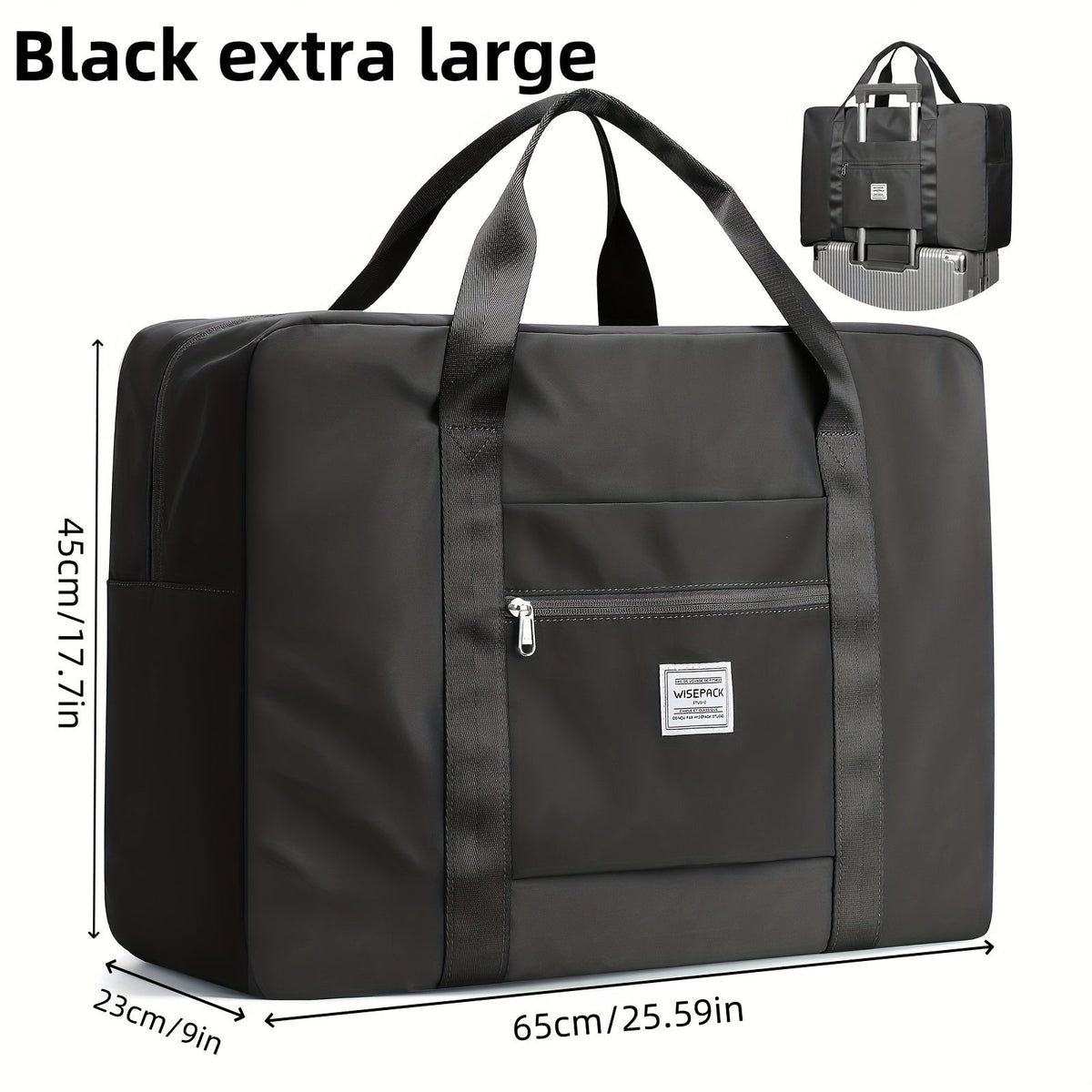 Grand sac fourre-tout de voyage de 67 litres (17,7 gallons) – Sac de sport portable, sac de week-end et de nuit pour femmes et hommes – Violet, rose surdimensionné et noir surdimensionné