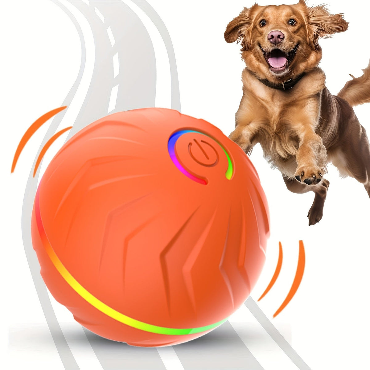 Balle interactive intelligente à rebond automatique pour chien – Jouet électronique à sauts et roulades automatiques, rechargeable par USB, durable pour toutes les races, balle de jeu mobile pour exercice en intérieur et en extérieur