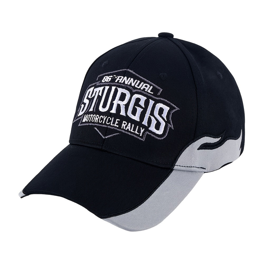 Casquette de baseball brodée Sturgis 2026 – Souvenir du 86e rassemblement de motards avec broderie 3D, coupe ajustable, cadeau idéal pour motards hommes et femmes