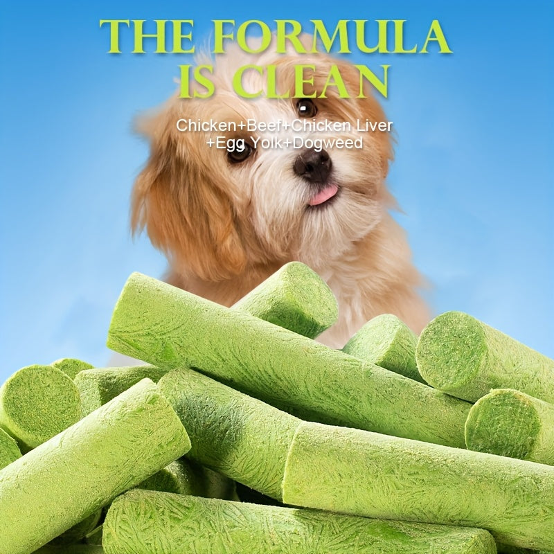 15 bâtonnets à mâcher à l'herbe pour chien – Friandises à mâcher naturelles pour le nettoyage des dents, haleine fraîche, collation riche en fibres pour la santé digestive à base d'herbe et de viande – Friandise saine pour chien de toutes races