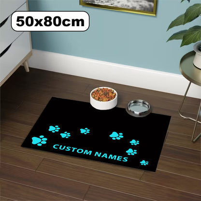 Personalized Diatomite Pet Feeding Mat with Custom Photo & Name – Quick-Dry Absorbent Diatom Mud Food Mat with Paw Print for Dog & Cat Bowls, Unique Pet Owner Gift