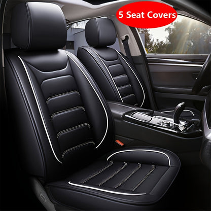 Housses de siège auto en similicuir, ensemble complet 5 places – Protection intégrale 360° imperméable, rembourrage en mousse souple, revêtement antidérapant, ajustement universel pour voitures, camions, berlines et SUV, 6 couleurs disponibles