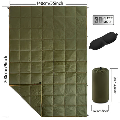 Couverture de camping matelassée pour extérieur 140x200 cm, légère, alternative au duvet, ultra chaude, couette de hamac – Couverture de camping imprimée pour les voyages, pique-niques, fêtes sur la plage et temps froid | 140x200 cm