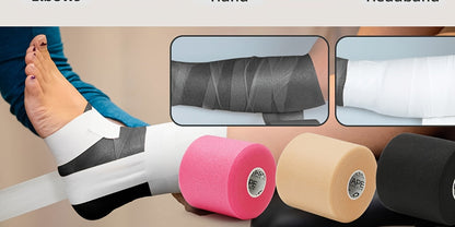 Bande de mousse protectrice (sous-bandage) OK TAPE pour le sport, 4 rouleaux - Protection pour chevilles, poignets, mains et genoux, 7 cm x 27,5 m par rouleau