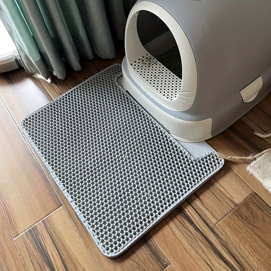 Tapis de litière pour chat à double couche filtrante – Tapis anti-projection qui retient les grains, évite les saletés autour du bac, imperméable et facile à nettoyer