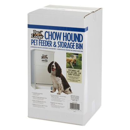 Distributeur automatique pour chien Pet Lodge 25 lb - Distributeur par gravité en acier galvanisé avec porte aimantée et goulotte inclinée, résistant à la mastication et à la rouille, montage mural pour intérieur et extérieur, argent