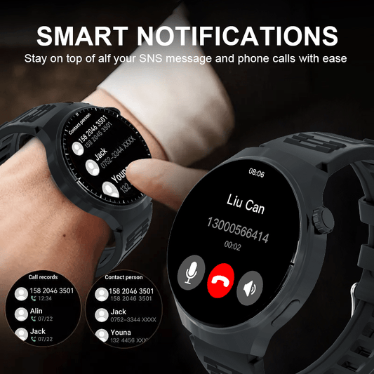 Montre connectée ronde, écran extra-large de 2,01 pouces, appels sans fil, plus de 100 modes sportifs, moniteur de sommeil, jeux, météo, calculatrice, podomètre, montre de suivi de fitness pour hommes et femmes, compatible iPhone et Android
