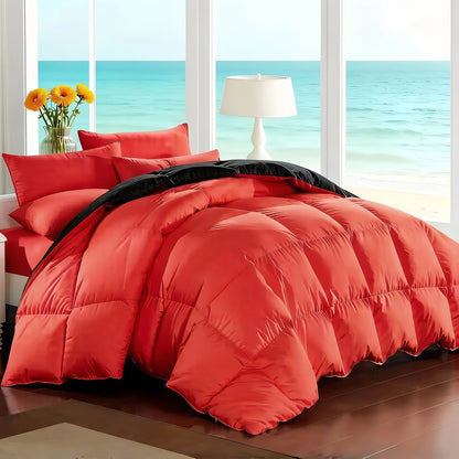 Ensemble de literie 7 pièces pour lit Queen/King – Parure de lit en microfibre douce à plis pincés, comprenant une couette, un drap-housse, un drap plat et 4 taies d'oreiller, ensemble de literie toutes saisons pour la maison et le dortoir