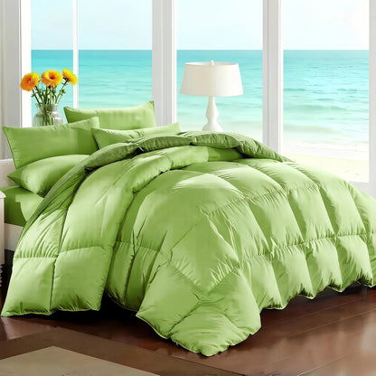 Ensemble de literie 7 pièces pour lit Queen/King – Parure de lit en microfibre douce à plis pincés, comprenant une couette, un drap-housse, un drap plat et 4 taies d'oreiller, ensemble de literie toutes saisons pour la maison et le dortoir